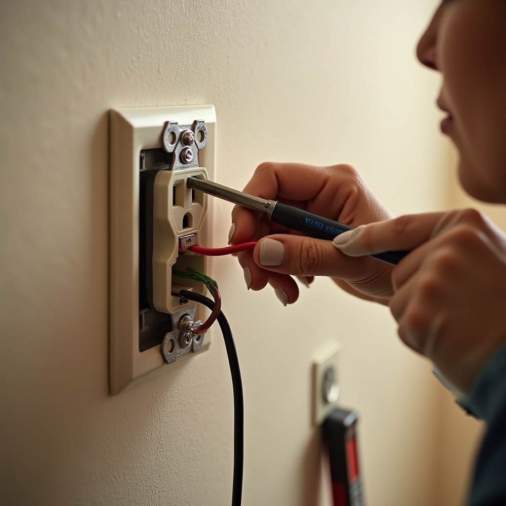 Detail výměny elektrické zásuvky ve zdi